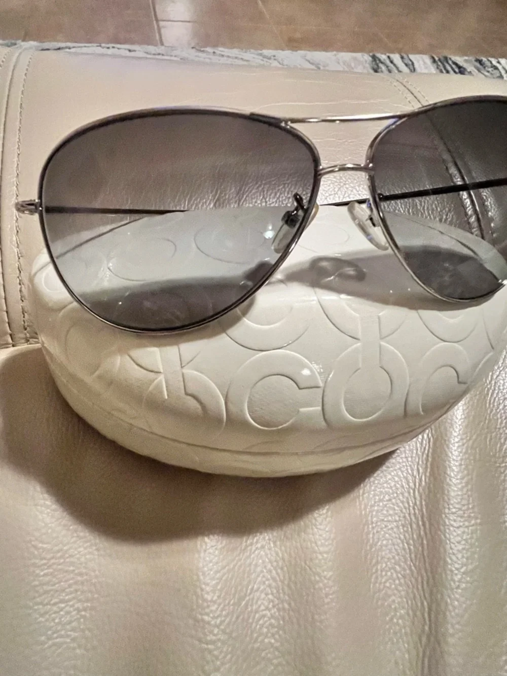 COACH Women's Aviator Sunglasses in Brown and Gold - Picture 6 of 7